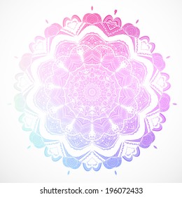Beautiful ethnic floral ornament. Vector illustration. Lace design. Pastel colors