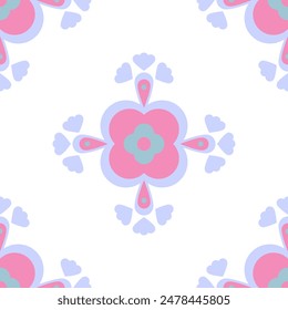 Beautiful ethnic flower seamless pattern in tribal design background texture in native American,Mexican, African,Indian,moroccan.Tradition folk culture art background. Scandinavian design for decor.