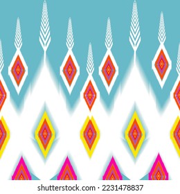Beautiful Ethnic geometric ikat pattern design Aztec repeating background texture. Design for fabric, cloth design, wallpaper, wrapping, background, print, cover. Ikat pattern.