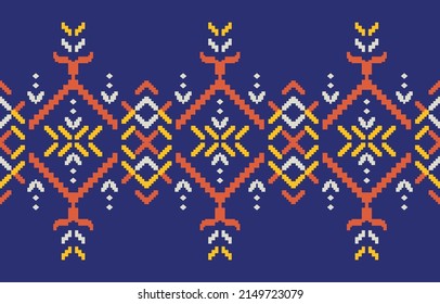 Beautiful Ethnic Geometric Textile border ornament. handmade embroidery style Asia, Uzbek, Moroccan Navajo, Indian, Aztec, Peruvian, Turkey patterns. A motif vintage border is seamless for fashion.