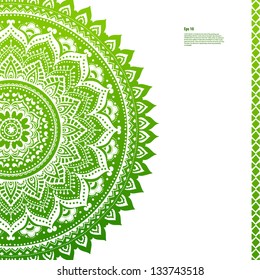 Beautiful ethnic green vector ornament