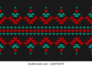 Beautiful ethnic ikat art. Seamless pattern in tribal. Aztec geometric ornament print. Design for background, wallpaper, illustration, fabric, clothing, carpet, textile, batik, embroidery.
