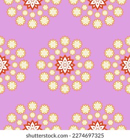 Beautiful ethnic ikat seamless pattern in tribal,folk embroidery ikat style.Gold,orange floral mandala ornament print.for lady,background, wallpaper,clothing,wrapping,fabric,cover,vector illustration.