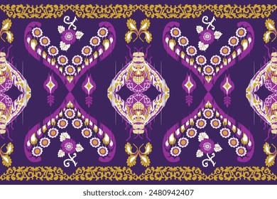 Beautiful Ethnic insect ikat art. Seamless Kasuri pattern in tribal, folk embroidery, Aztec ethnic geometric art ornament print. Design for carpet, wallpaper, clothing, wrapping, fabric,cover. Design