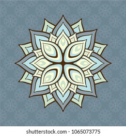 Beautiful ethnic mandala. Vintage round ornament. Vector illustration with floral elements. 