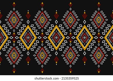 Beautiful ethnic pattern art. Geometric seamless pattern in tribal, folk embroidery, and Mexican style. Design for background, wallpaper, vector illustration, textile, fabric, clothing, carpet.