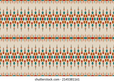 Beautiful ethnic pattern art. Ikat seamless pattern traditional. American, Mexican style. Design for background, wallpaper, vector illustration, fabric, clothing, carpet, textile, batik, embroidery.