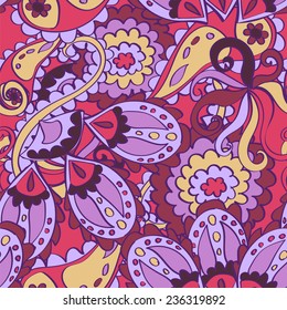 Beautiful ethnic seamless background with stylized pattern