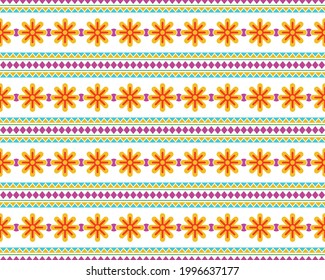 Beautiful ethnic seamless pattern elements collection design in bright. Can use geometric seamless design for background vector illustration, wallpaper, clothing, wrapping, batik, embroidery style.