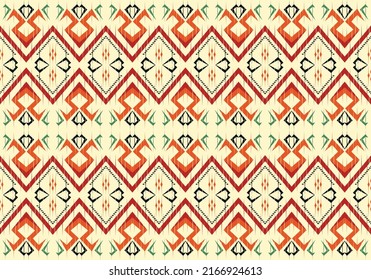 Beautiful Ethnic thai abstract ikat art. Seamless pattern in tribal, folk embroidery, and thailand style.Aztec geometric art ornament print.Design for carpet, wallpaper, clothing, wrapping,fabri