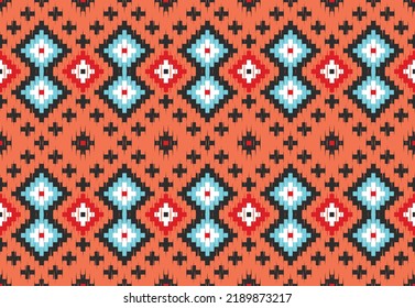 Beautiful Ethnic thai abstract ikat art. Seamless pattern in tribal, folk embroidery, and thailand style.Aztec geometric art ornament print.Design for carpet, wallpaper, clothing, wrapping,fabri