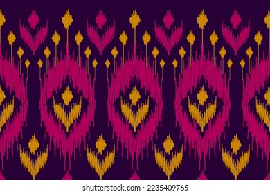 Hermoso arte de patrones tribales étnicos. Patrón ininterrumpido de ikat étnico. de estilo americano y mexicano. Diseño para fondo, papel pintado, ilustración, tela, ropa, alfombra, textil, batik, bordado.