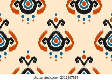 Beautiful ethnic tribal pattern art. Ethnic ikat seamless pattern. American and Mexican style. Design for background, wallpaper, illustration, fabric, clothing, carpet, textile, batik, embroidery.