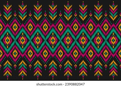 Beautiful ethnic tribal pattern art. Ethnic ikat seamless pattern. American and Mexican style. Design for background, wallpaper, illustration, fabric, clothing, carpet, textile, batik, embroidery.