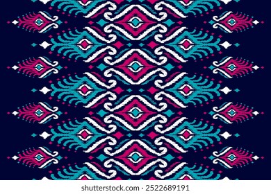 Beautiful ethnic tribal pattern art. Ethnic ikat seamless pattern. American and Mexican style. Design for background, wallpaper, illustration, fabric, clothing, carpet, textile, batik, embroidery.