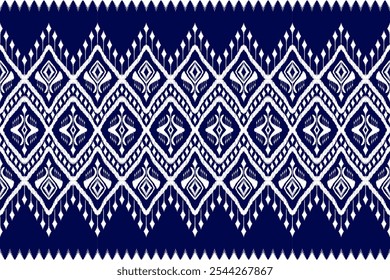 Beautiful ethnic tribal pattern rug. Aztec seamless pattern. fabric folk embroidery. Ikat style. for carpet, clothing, batik, motif.