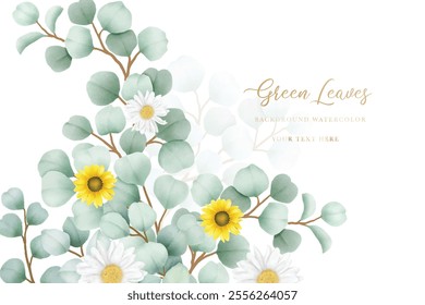 beautiful eucalyptus leaves background watercolor