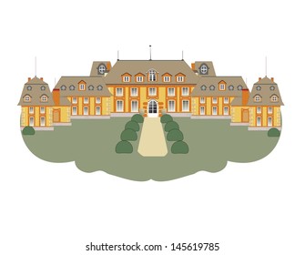beautiful European castle on white background vector