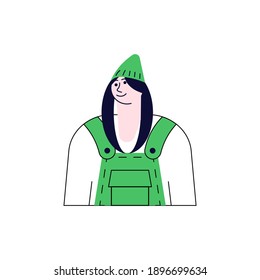 Beautiful european woman avatar. Portrait of confident young character is smiling isolated on a white background. Contemporary Flat Vector Illustration