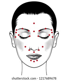 Beautiful European Woman Face Instructions Facial Stock Vector (Royalty ...