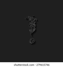 Beautiful exclamation mark drawn from vegetable patterns on black