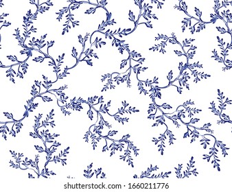 Beautiful exotic chinoiserie wallpaper. Hand drawn vintage chinese sakura trees, branches. Floral seamless illustration on white  background. 