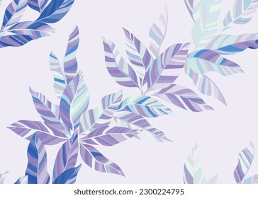 Beautiful exotic leafage endless pattern design. Lush botanical spring fashion cloth print. Paradise bush branch foliage repeat pattern. Tropical plant elements.