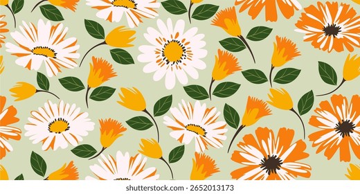 Beautiful exotic Tropical flowers seamless floral pattern. asthectic abstract floral design for textiles, wallpaper, wrapping paper, fabric, fashion, background vector illustration