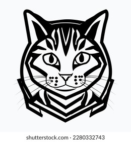 A Beautiful and eye catching Cute Cat vector art in black and white
