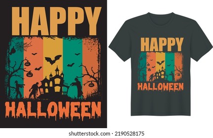 Beautiful and eye catching Halloween T-shirt Design vector. Happy halloween.Good for Clothes, Greeting Card, Poster, and Mug Design. easy to print all-purpose for man, women, and children.