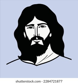 A Beautiful and Eye Catching Jesus Face Line Art In Black and white