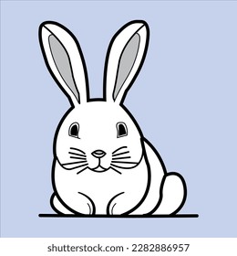 A Beautiful and Eye catching Rabbit line art in Black and white
