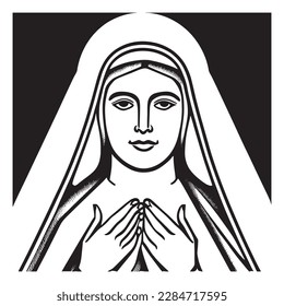 A Beautiful and Eye Catching Woman's Face Line Art In Black and white