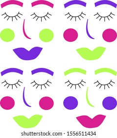 Beautiful eyelashes in UFO Green, Plastic Pink and Proton Purple. Multi-colored face with closed eyes.