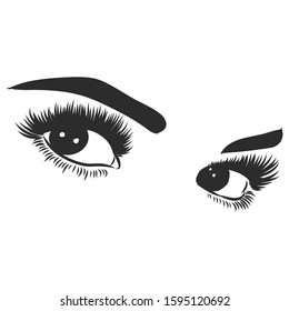 beautiful eyes with extended eyelashes, vector illustration