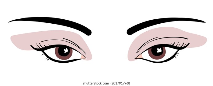 Beautiful eyes of a girl. Vector, isolated on a white background.