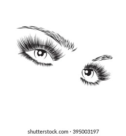 Beautiful eyes with long eyelashes lash extension icon