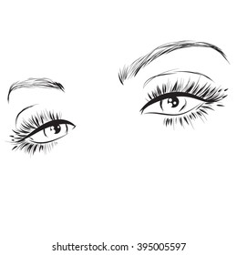 Beautiful eyes with long eyelashes make up icon