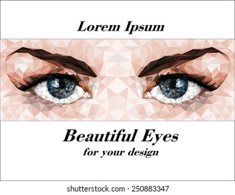 Beautiful eyes made of polygons. Vector image.