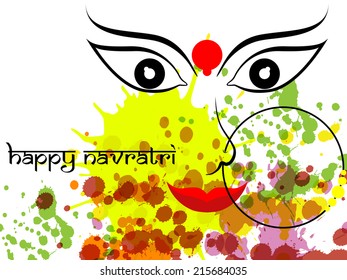 Beautiful eyes on Hindu mythological  Durga on abstract  background with grunge for Dussehra celebrations.