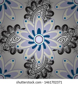 Beautiful fabric pattern. In asian textile style. Flat Flower Elements Design. Colour Spring Theme seamless pattern Background. Vector illustration. Seamless flowers pattern.