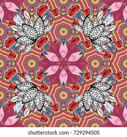 Beautiful fabric pattern. EPS10 Vector illustration. Cute seamless floral print with spring flowers.