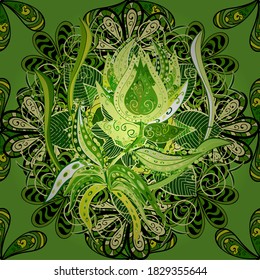 Schönes Stoffmuster. Nahtlose Blumenmuster in Vektorgrafik. FarbSpring Thema nahtlose Muster Hintergrund. Flaches Blumendesign.