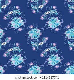 Beautiful fabric pattern. Trendy seamless Floral Pattern In Vector illustration. Flat Flower Elements Design. Colour Summer Theme seamless pattern Background.