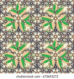 Beautiful fabric pattern. Vector illustration. Hand drawn. Doodle leaves and branches, herbs and leaves.