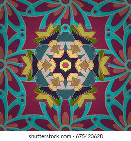 Beautiful fabric pattern. Vector illustration. Seamless floral pattern with nice doodles flowers.