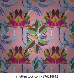 Beautiful fabric pattern. Vector illustration. Seamless Floral Pattern in Vector illustration. On colorful background.