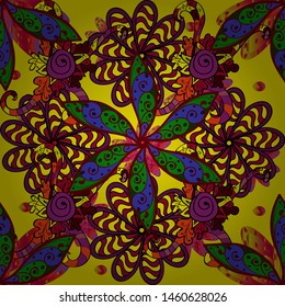 Beautiful fabric pattern. Vector watercolour floral pattern, delicate flowers, red, black and yellow flowers, greeting card template.