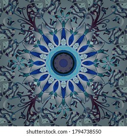 Bonito patrón de tela. Patrón floral de acuarela vectorial, flores delicadas, flores grises, azules y neutrales, plantilla de tarjeta de felicitación.