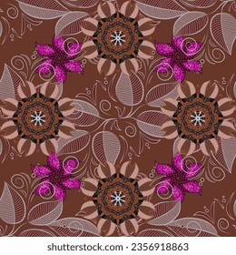 Beautiful fabric pattern. Vector watercolour floral pattern, delicate flowers, brown, gray and neutral flowers, greeting card template.